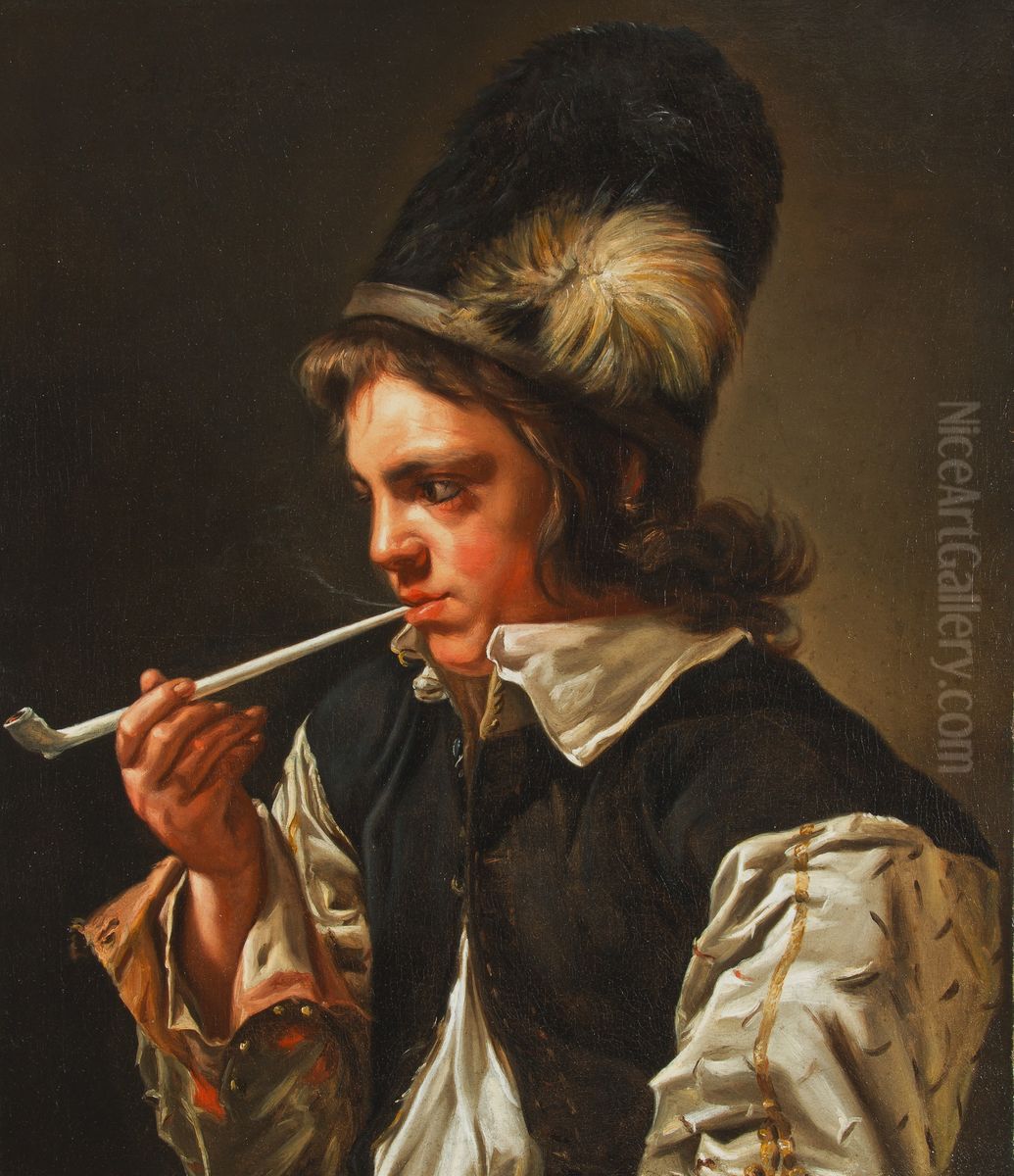 Young Man Smoking a Pipe Oil Painting by Michaelina Wautier