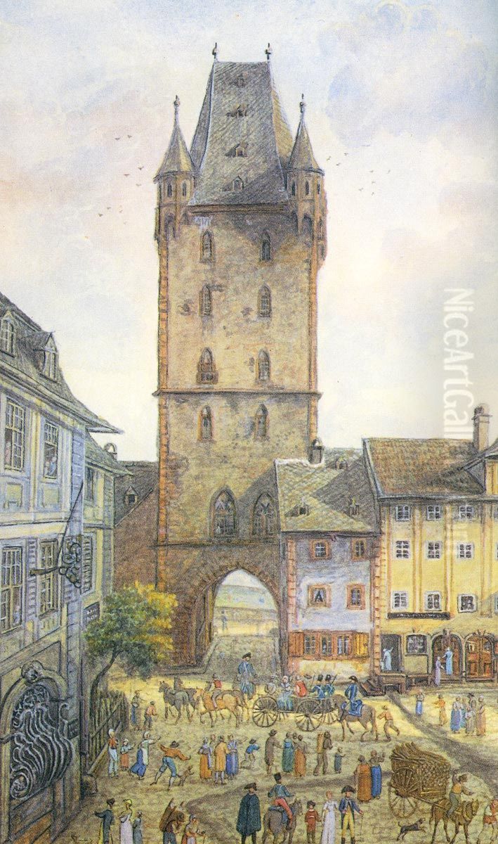 Holzturm Mainz Oil Painting by Franz Ludwig Reichsgraf von Kesselstadt