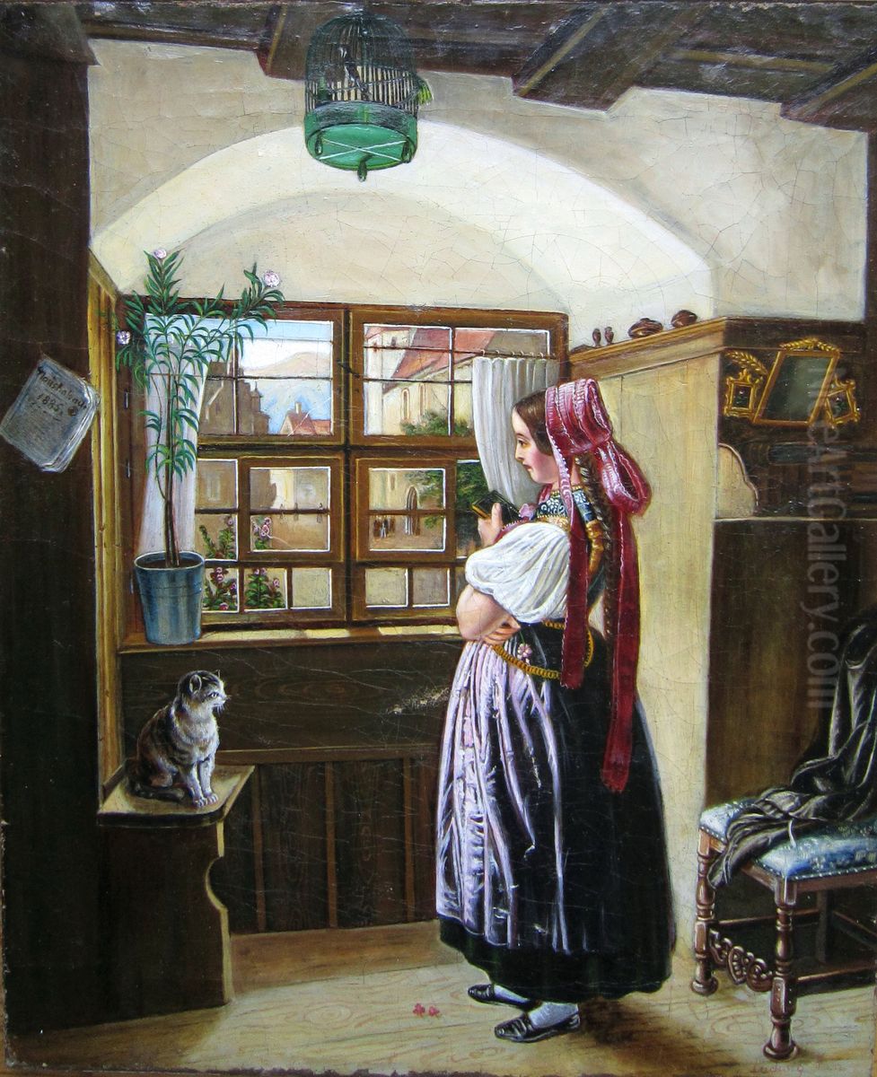 Sunday morning Oil Painting by Friedrich Wilhelm Schon