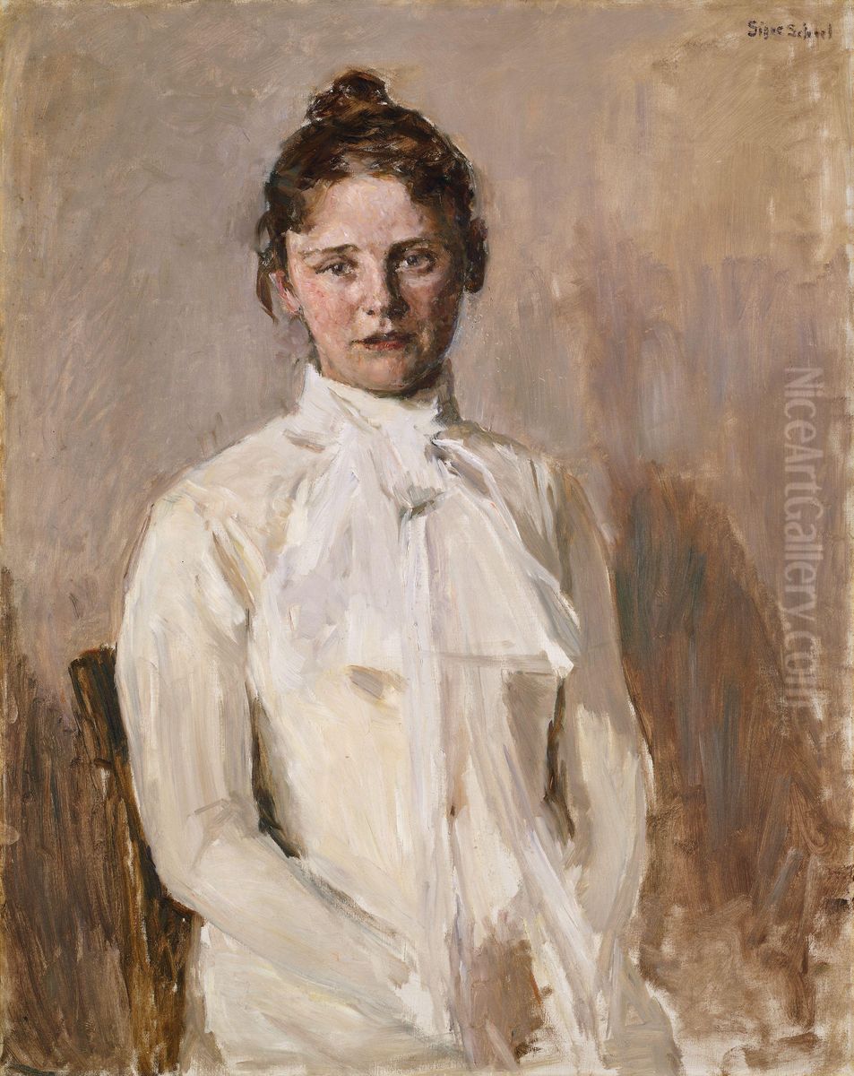 Portrait of Valborg Nicolaysen, the Artist's Sister Oil Painting by Signe Scheel