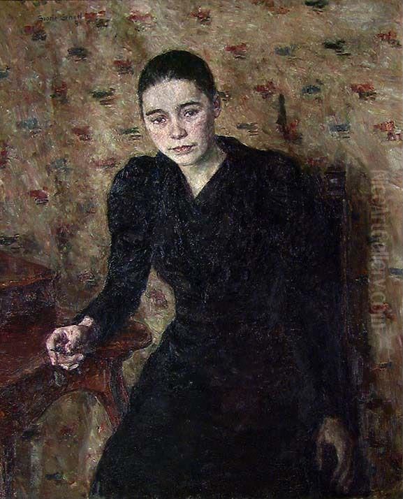 Portrait of Tora Scheel, The Artist's Sister Oil Painting by Signe Scheel