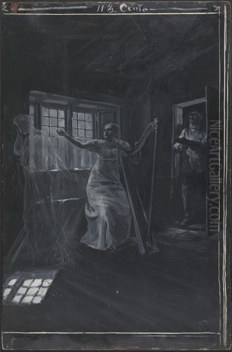 Illustrasjon til Henrik Wergeland, Den engelske lods Oil Painting by Wilhelm Peters