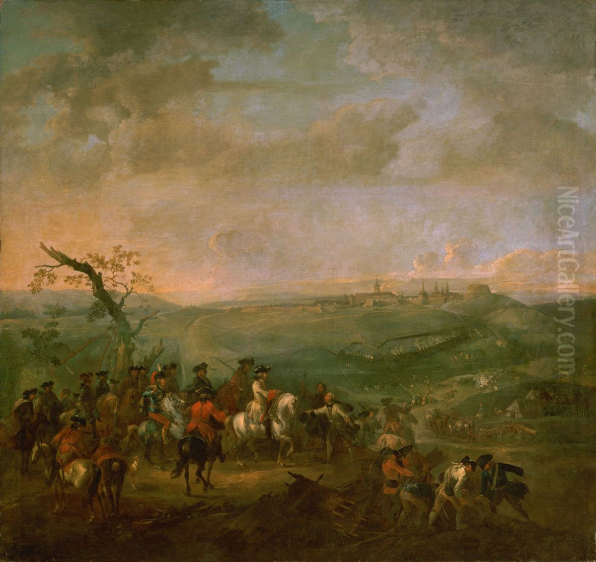 The blocking of Prague by the Austrians under Grand Duke Francis Stephen of Lorraine and Toscana during the War of the Austrian Succession, 1742 Oil Painting by August Querfurt