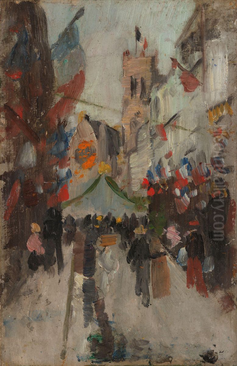 July 14th in Dieppe Oil Painting by Frits Thaulow