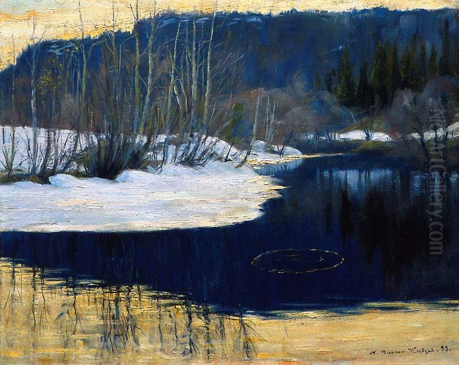 Evening in April Oil Painting by Gustav Wentzel