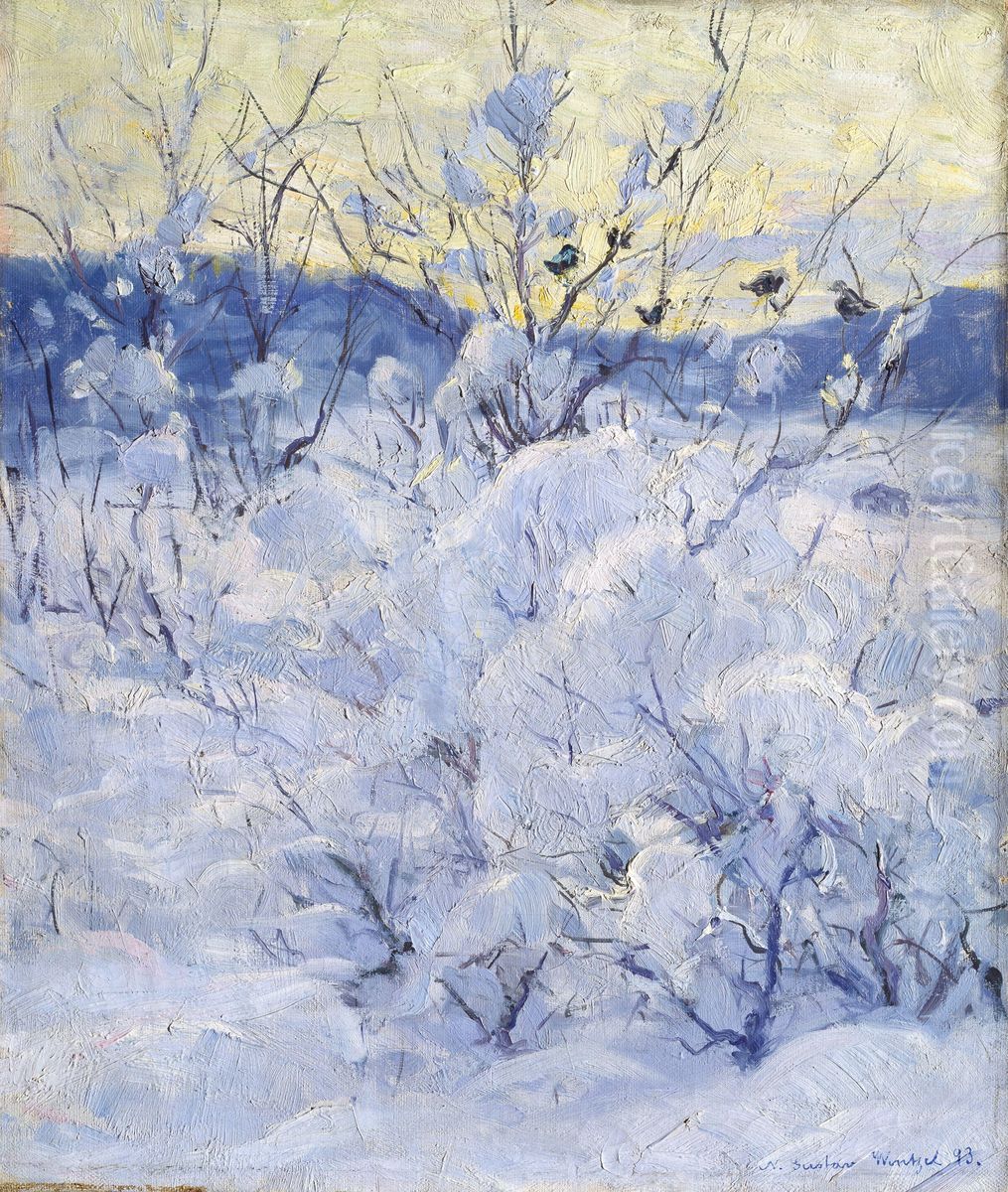 Winter Evening Oil Painting by Gustav Wentzel