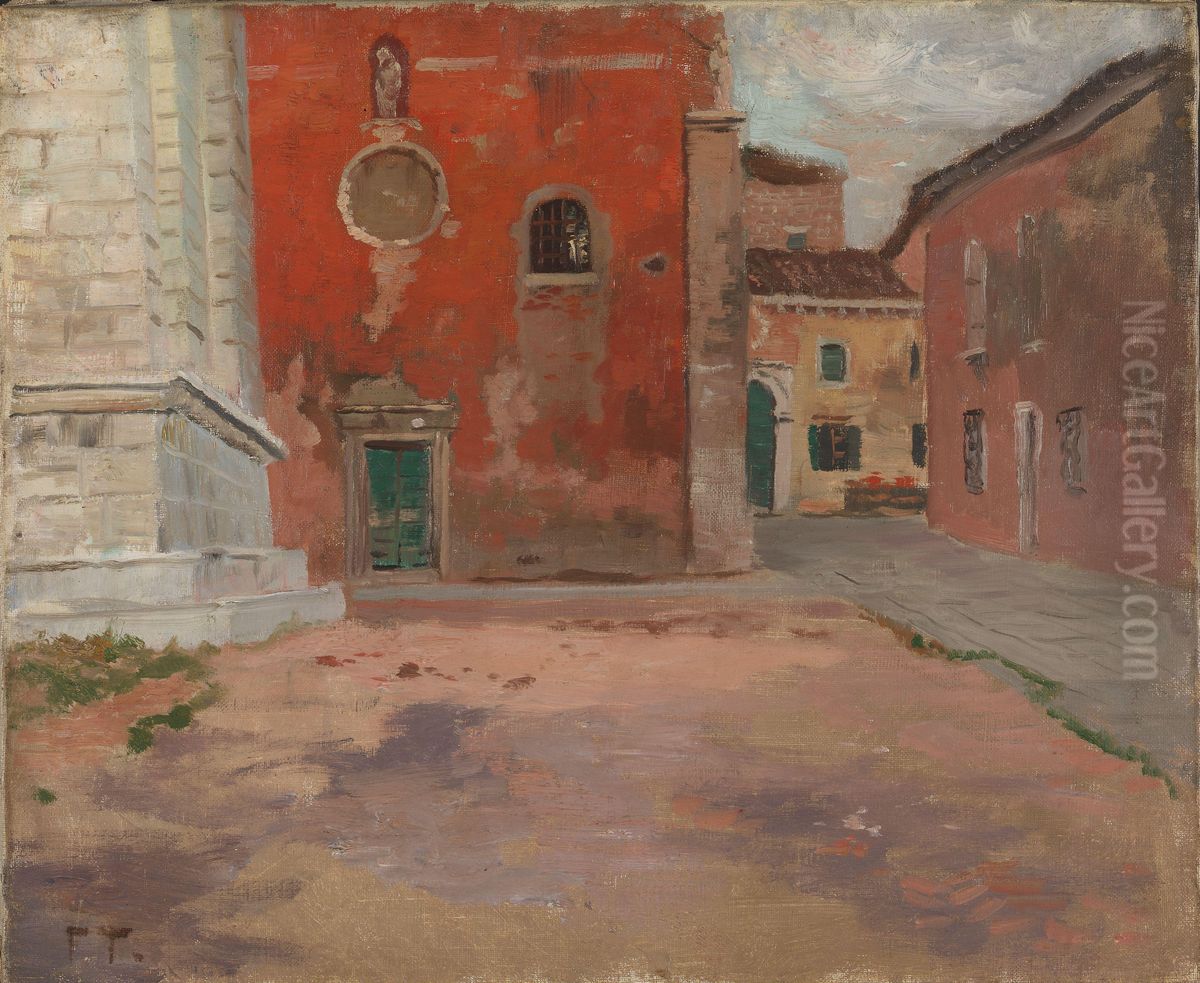 Red Church Wall in Venice Oil Painting by Frits Thaulow