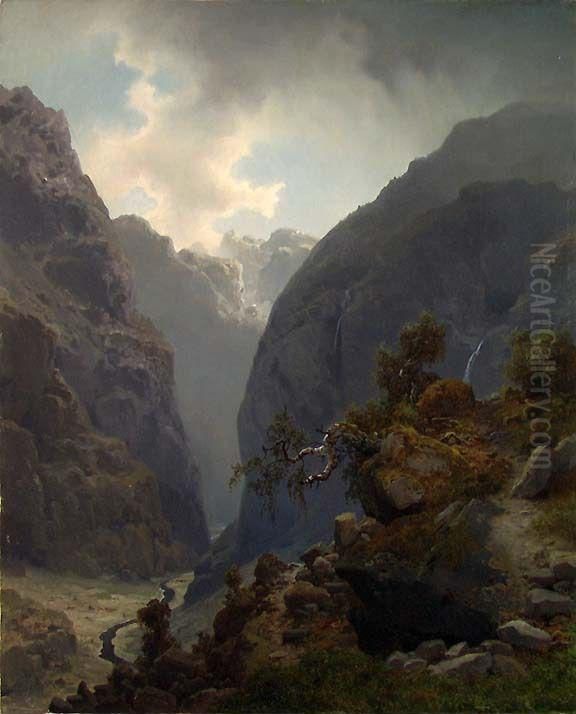 Fjelldal Oil Painting by Hans Gude