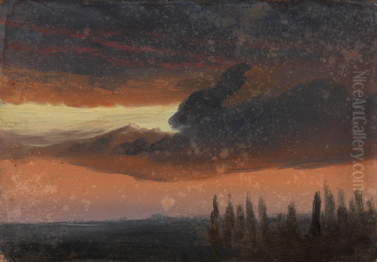 Cloud Study over Poplars Oil Painting by Knud Baade
