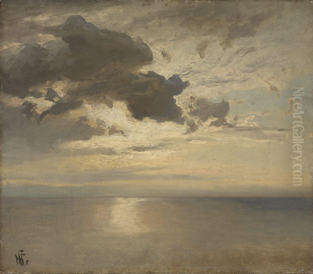 Cloud Study over the Sea Oil Painting by Hans Gude