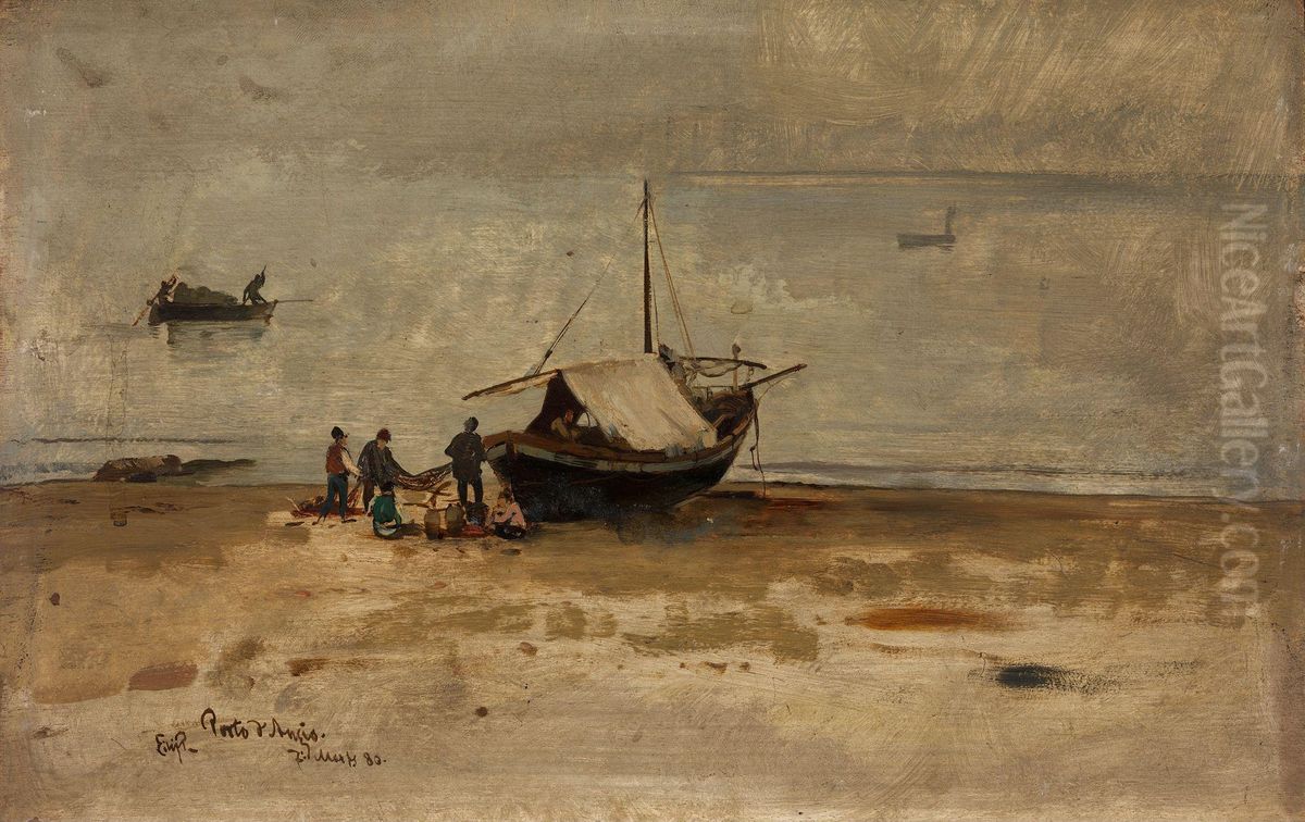 The Beach at Porto d'Anzio Oil Painting by Eilif Peterssen