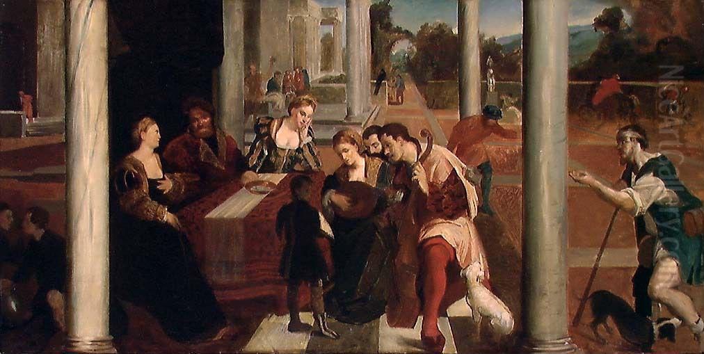 The Banquet of Dives. Copy after B. Veneziano Oil Painting by Eilif Peterssen