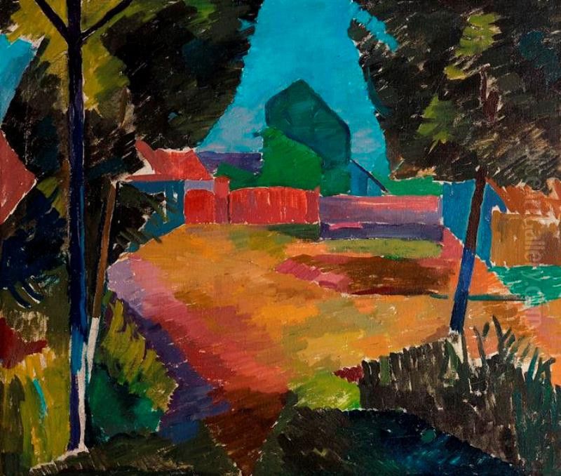 In Our Yard Oil Painting by Bohumil Kubista