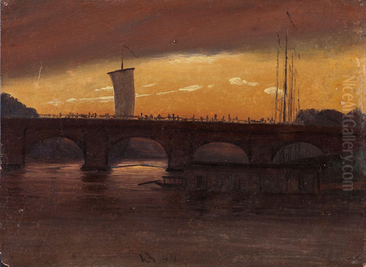 View of Dresden with the Augustbrucke Oil Painting by Knud Baade