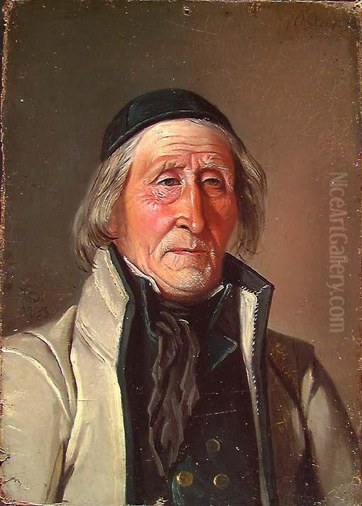 Portrait of an old Farmer Oil Painting by Knud Baade