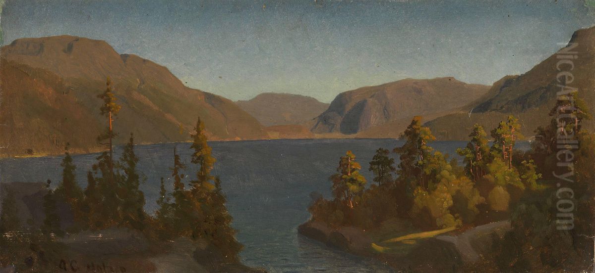 Lake in Telemark Oil Painting by August Cappelen