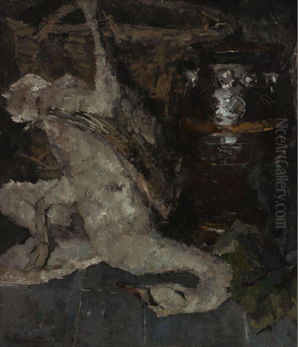 Dead Swan Oil Painting by Floris Verster