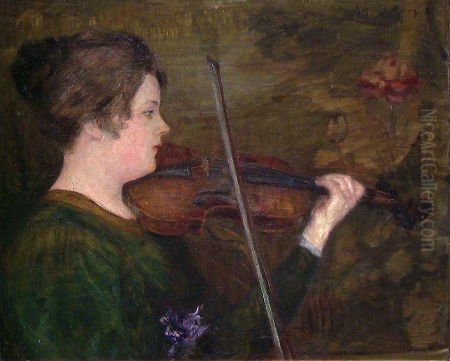 The Violin Player Oil Painting by Halfdan Strom