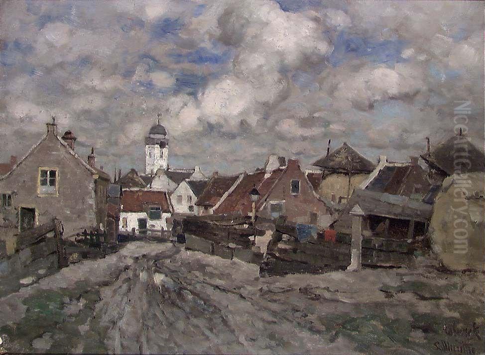 Village Street in Holland Oil Painting by Ludvig Munthe