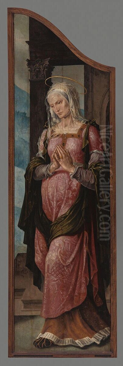 H. Elisabeth (rechterbuitenluik van een drieluik) Oil Painting by Maarten Van Heemskerck