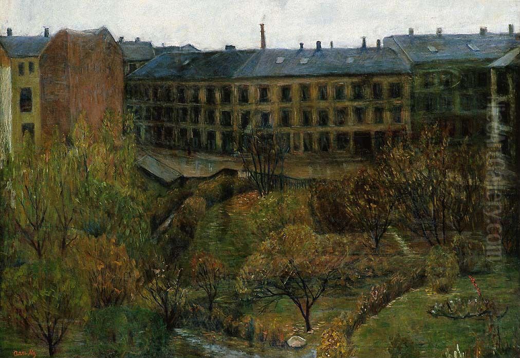 View from Kristiania (Oslo) Oil Painting by Aase Norregaard