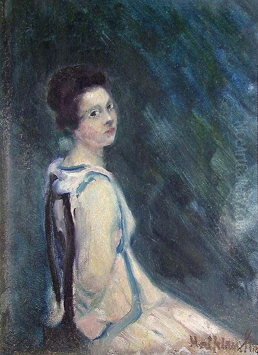 Portrait of Mox, the Artist's Daughter Oil Painting by Halfdan Strom