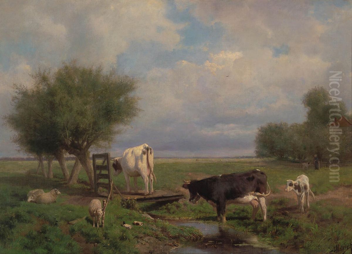 Koeien en schapen Oil Painting by Anton Mauve