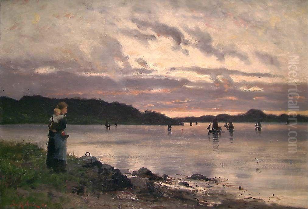 The Fjord at Sunset Oil Painting by Frithjof Smith-Hald