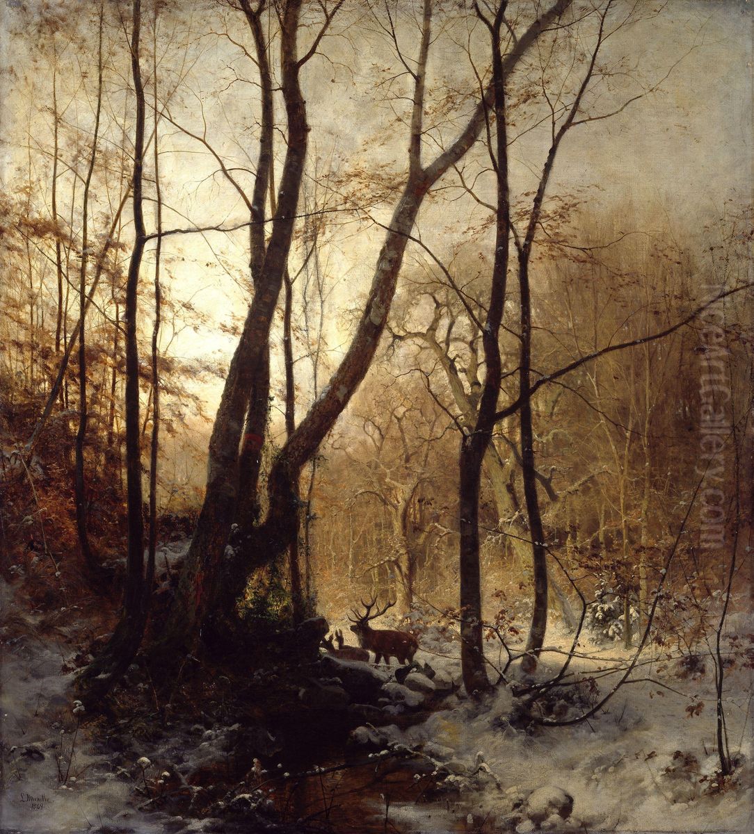 Winter in Germany Oil Painting by Ludvig Munthe