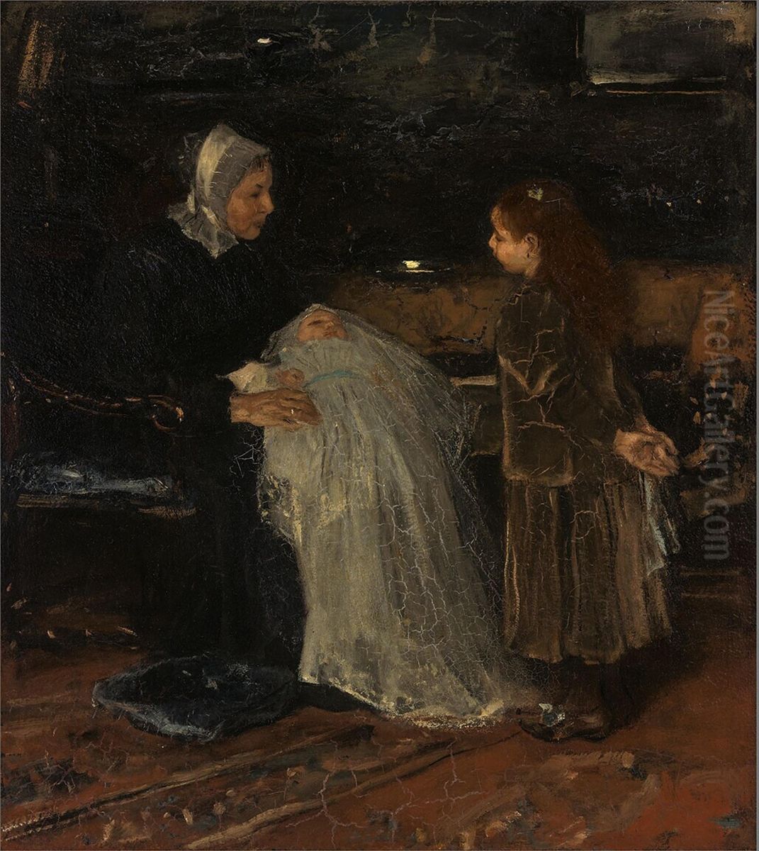 The Dry-Nurse Oil Painting by Jacob Maris