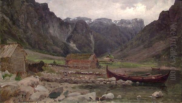 Fra Gudvangen Oil Painting by Gustav Adolph Mordt