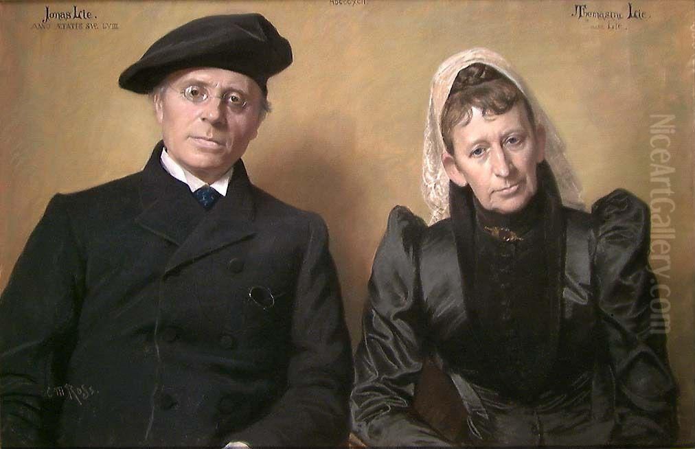 Portrait of the Author Jonas Lie and his Wife Thomasine Oil Painting by Christian Meyer Ross