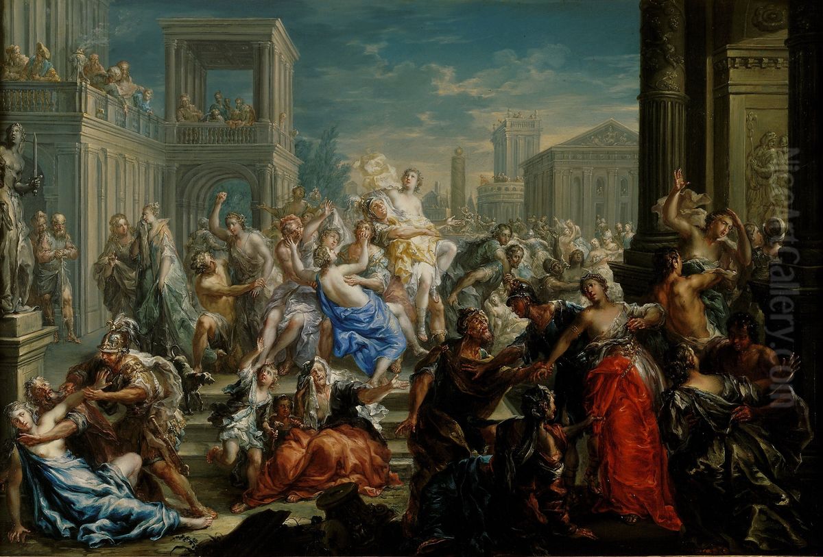 The Rape of the Sabine women Oil Painting by Johann Georg Platzer
