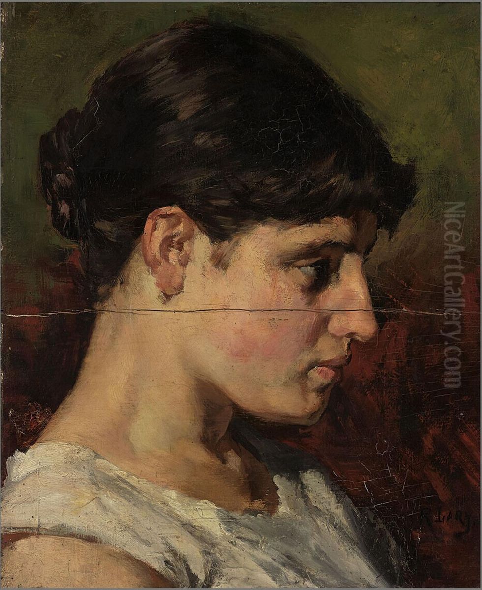 Study of a Head Oil Painting by Roland Larij