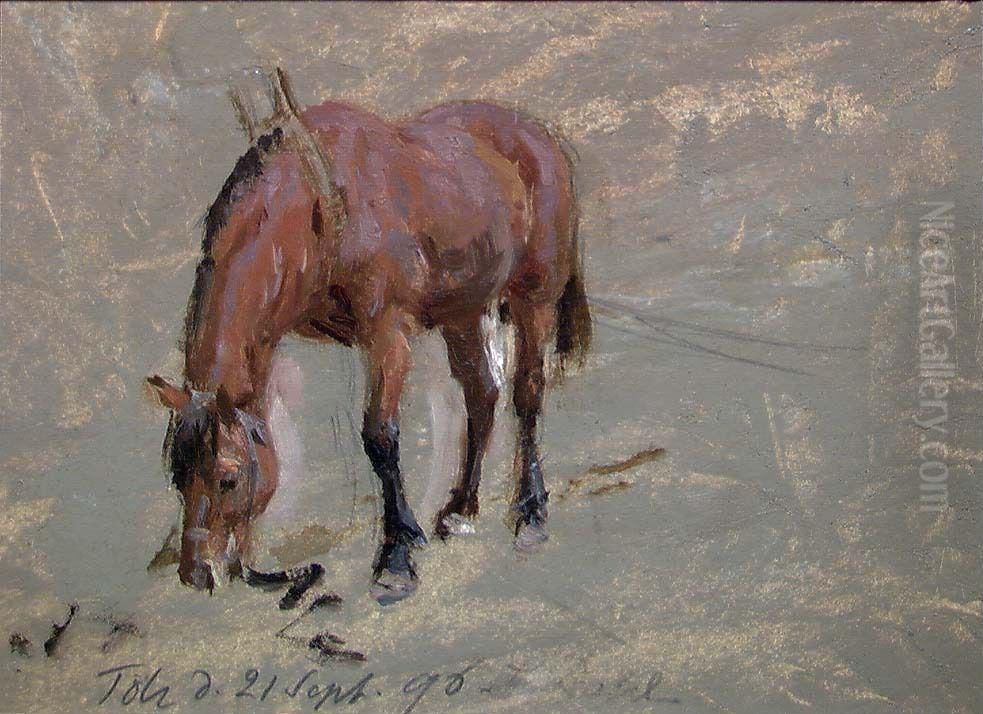 A Horse Oil Painting by Johann Siegwald Dahl