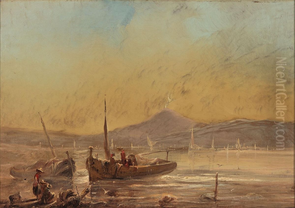 Gezicht op de Golf van Napels Oil Painting by Albert Van Beest