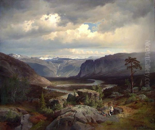 View from Valle in Setesdal Oil Painting by Johan Fredrik Eckersberg