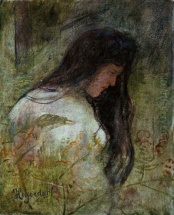 Female Nude in a Landscape Oil Painting by Hans Heyerdahl