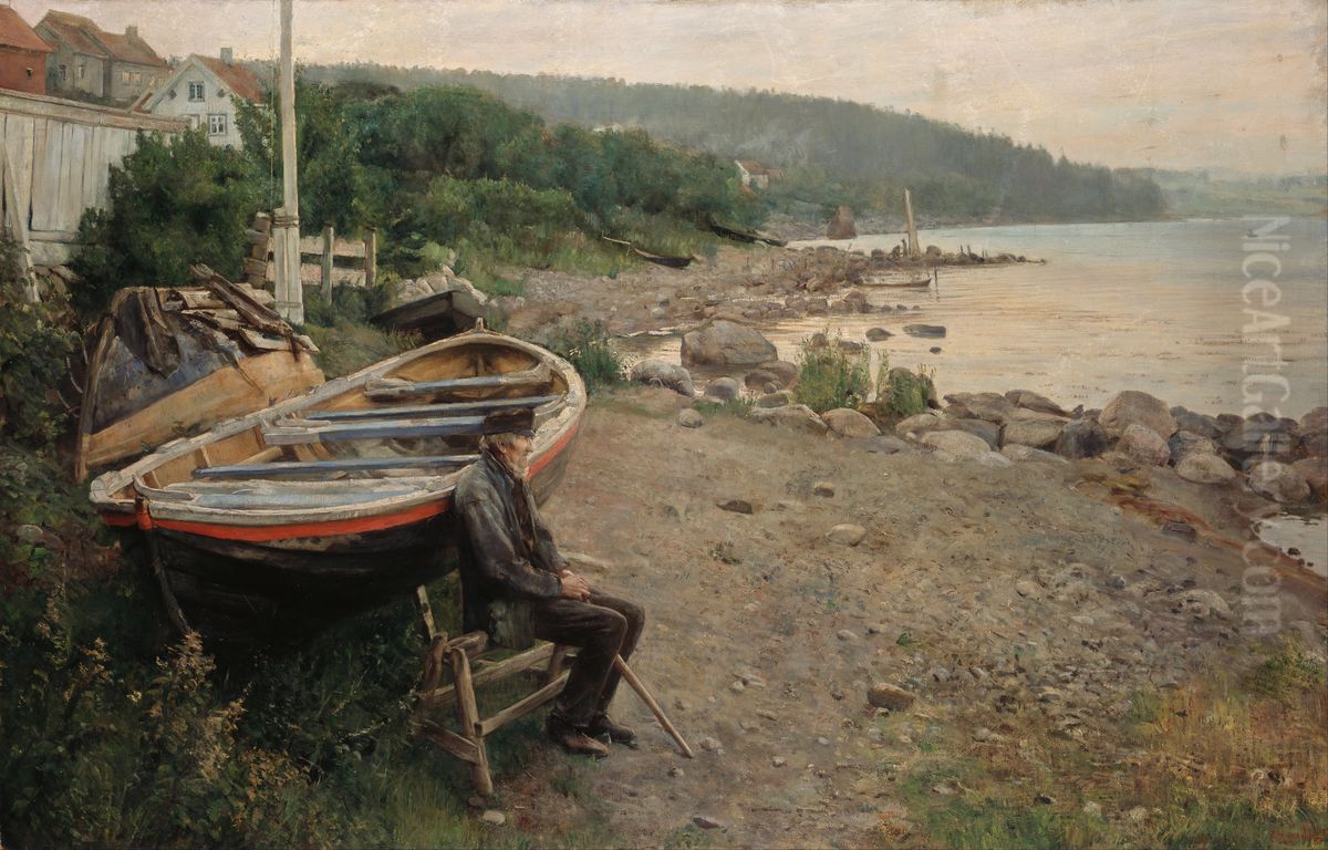 Fra Asgardstrand Oil Painting by Hans Heyerdahl