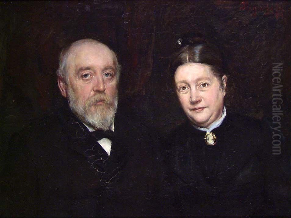 Portrait of the Artist's Parents Oil Painting by Hans Heyerdahl