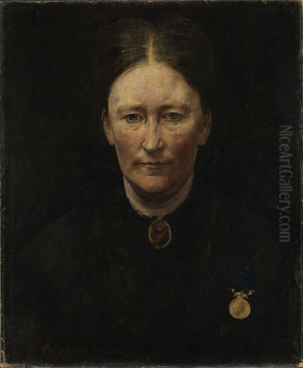 Portrait of the Actress Laura Gundersen Oil Painting by Hans Heyerdahl