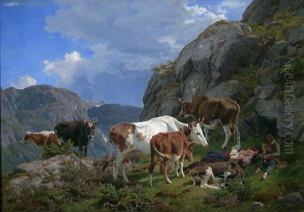 Rest at Noon in the Mountains Oil Painting by Anders Askevold