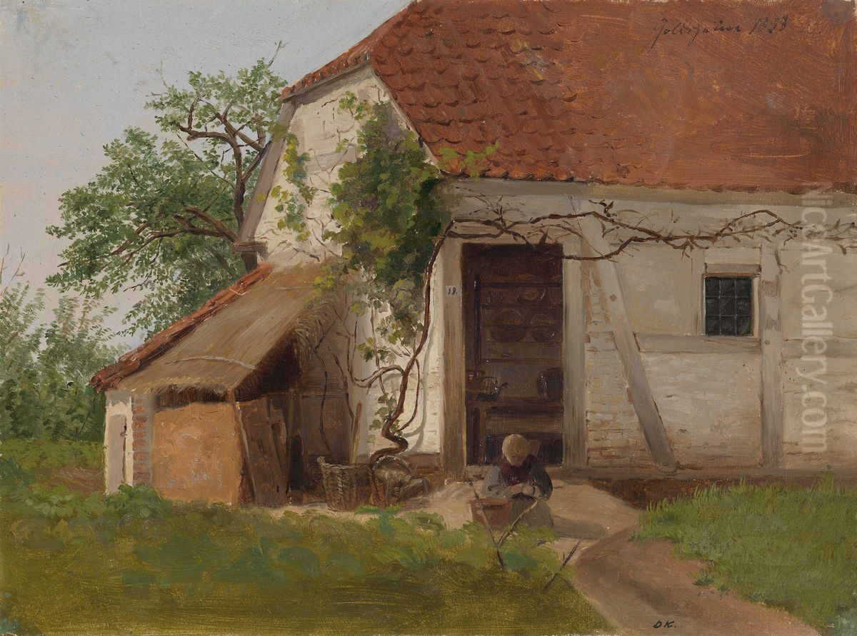 Farm at Goldsheim Oil Painting by Adolph Tidemand