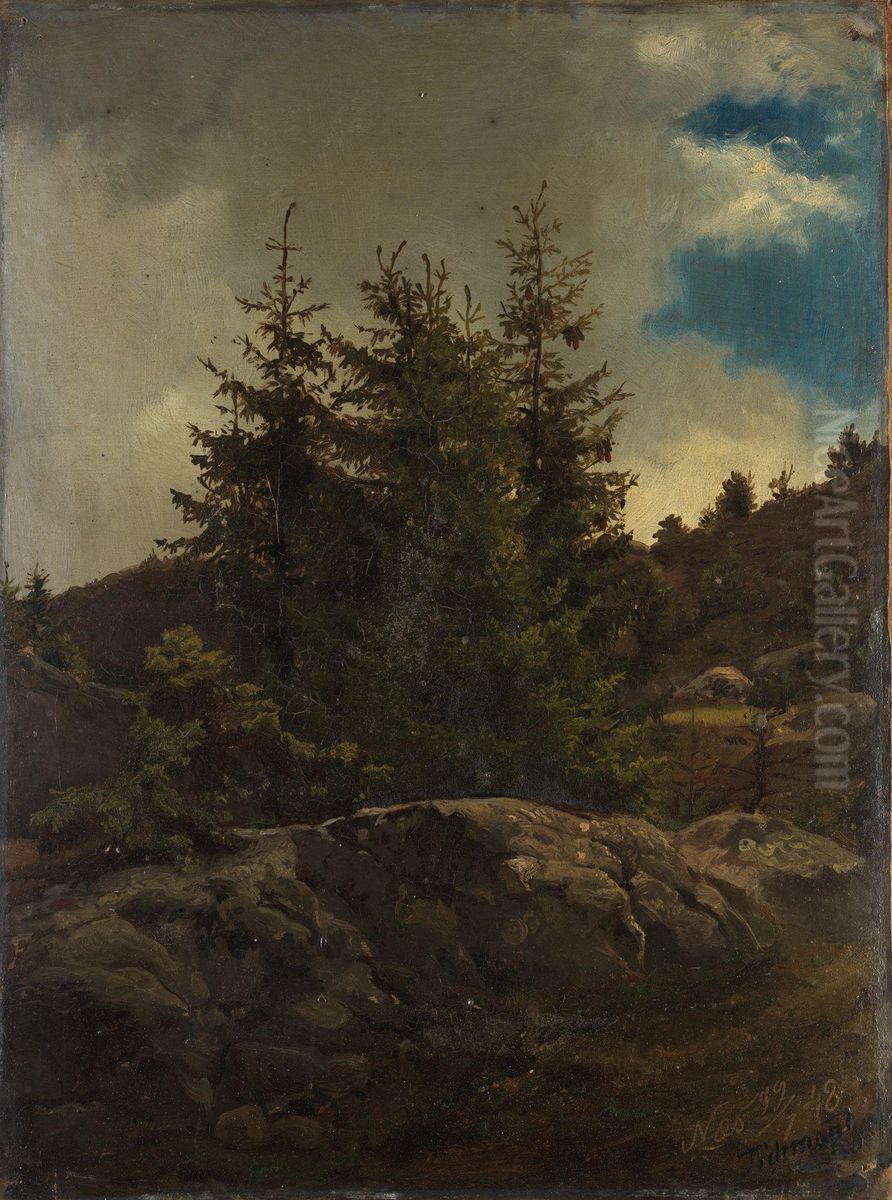 Landscape from Nes in Hallingdal Oil Painting by Adolph Tidemand