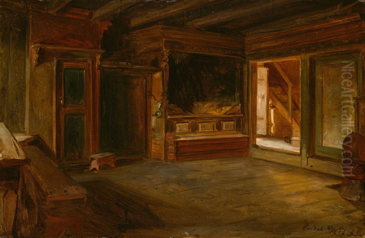 Interior fra Sandak Oil Painting by Adolph Tidemand