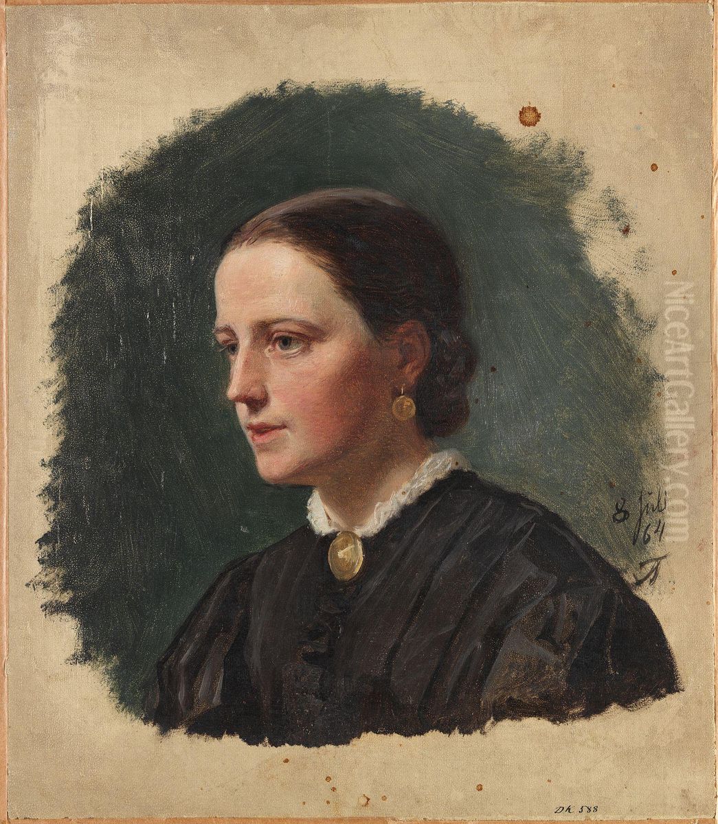 Portrait of Mrs. Duus Oil Painting by Adolph Tidemand
