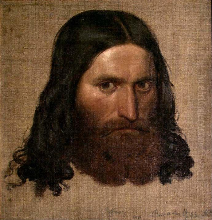 Portrait Study of a Man Oil Painting by Adolph Tidemand