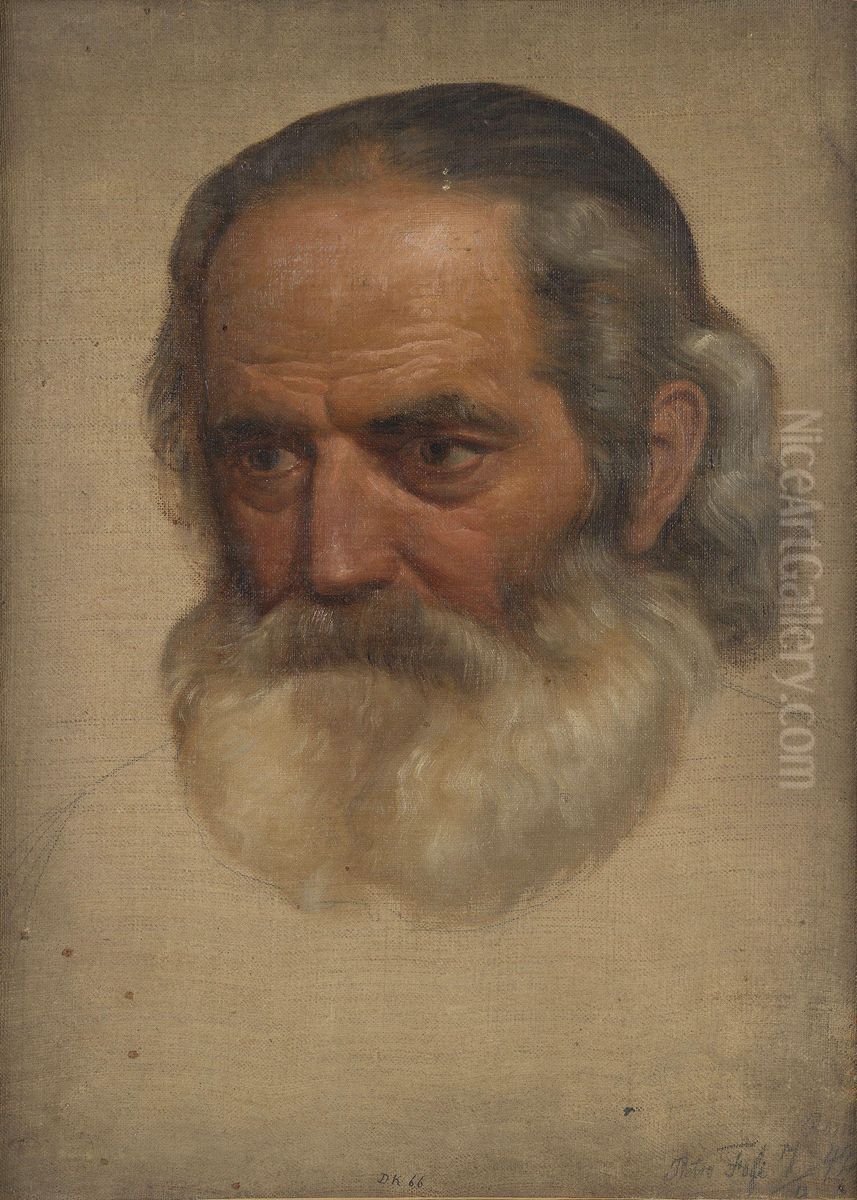 Portrait Study of an old Man Oil Painting by Adolph Tidemand
