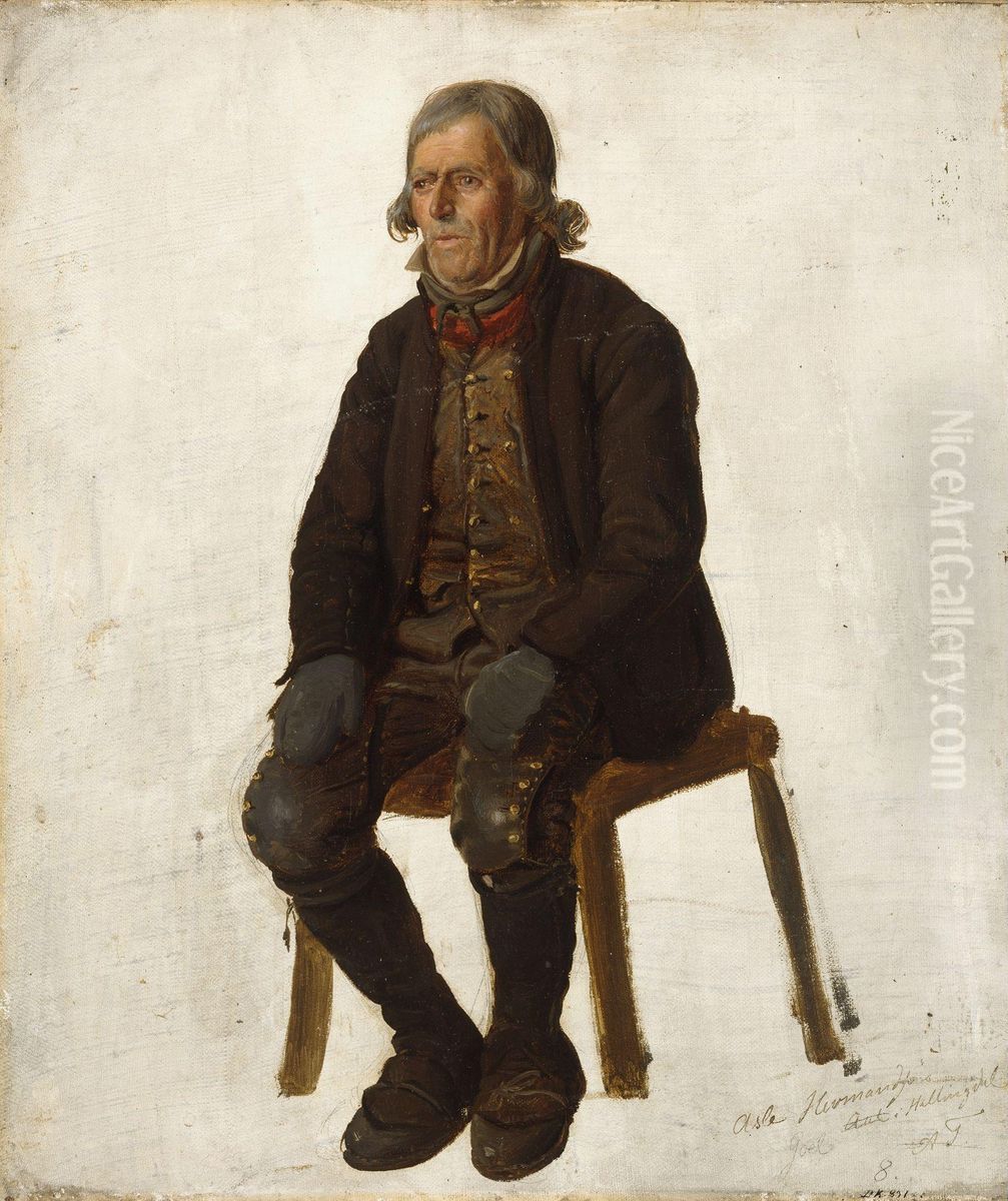 Portrait of Asle Hermandson from Hallingdal Oil Painting by Adolph Tidemand