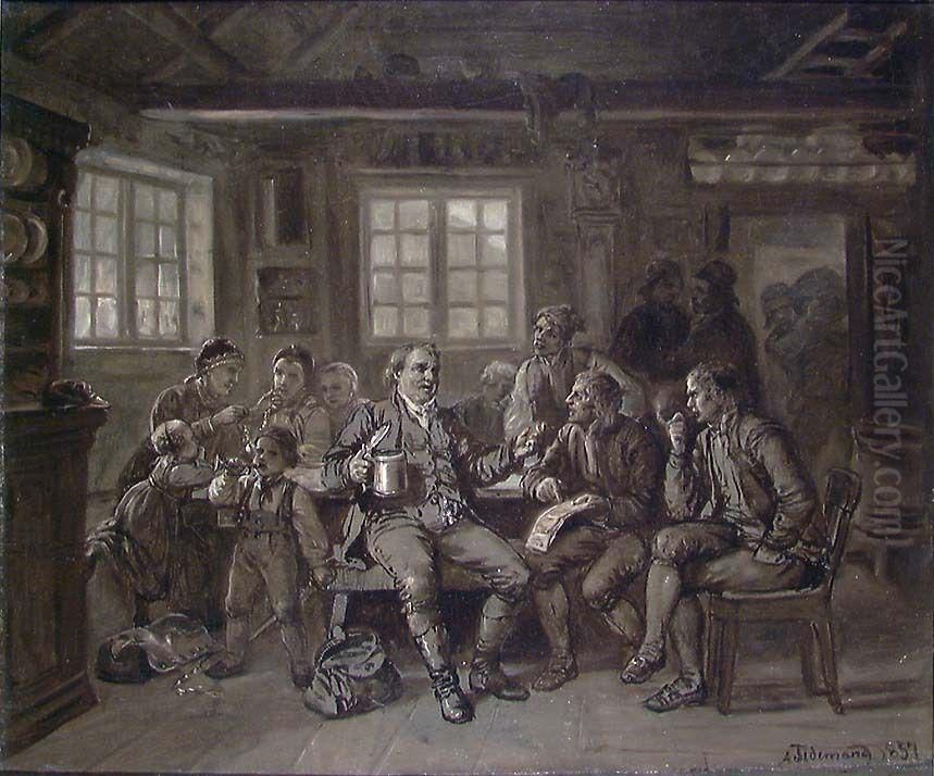 The Return of the Member of Parliament Oil Painting by Adolph Tidemand